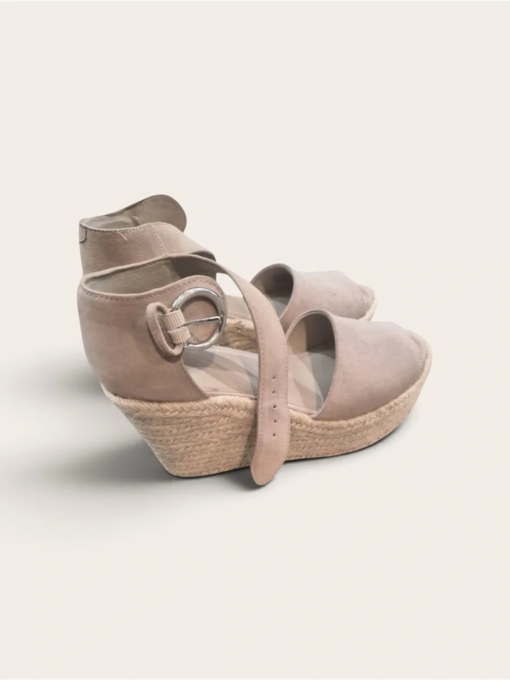 Marc Fisher Suede Espadrille Wedge Sandals in Light Taupe | Size 8.5